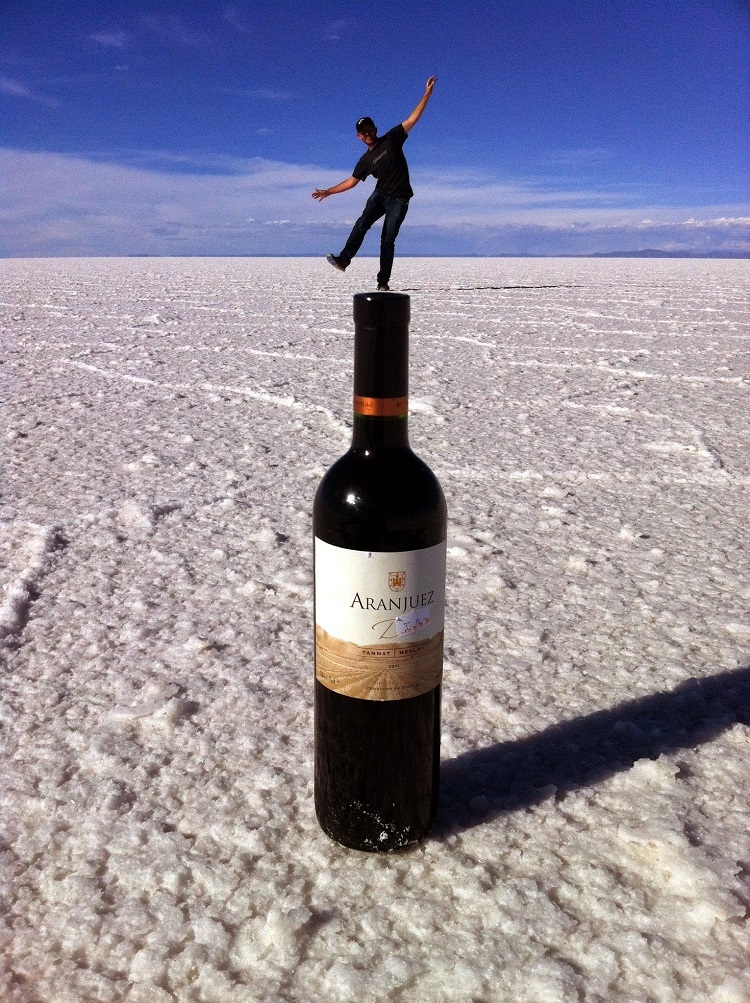 Taking perspective photos on the Salar de Uyuni Bolivia